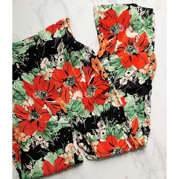 Zara Pants - Zara Floral Printed High Waisted Trousers XS